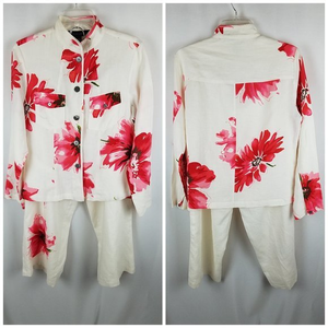 Silkland top/pant‎ set floral linen 10(top)12(pant)